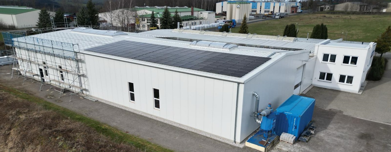 Luftaufnahme der zum Teil im Bau befindlichen Produktionsstätte der Ehnert Unternehmensgruppe