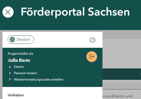 Screenshot des Abmelde-Buttons