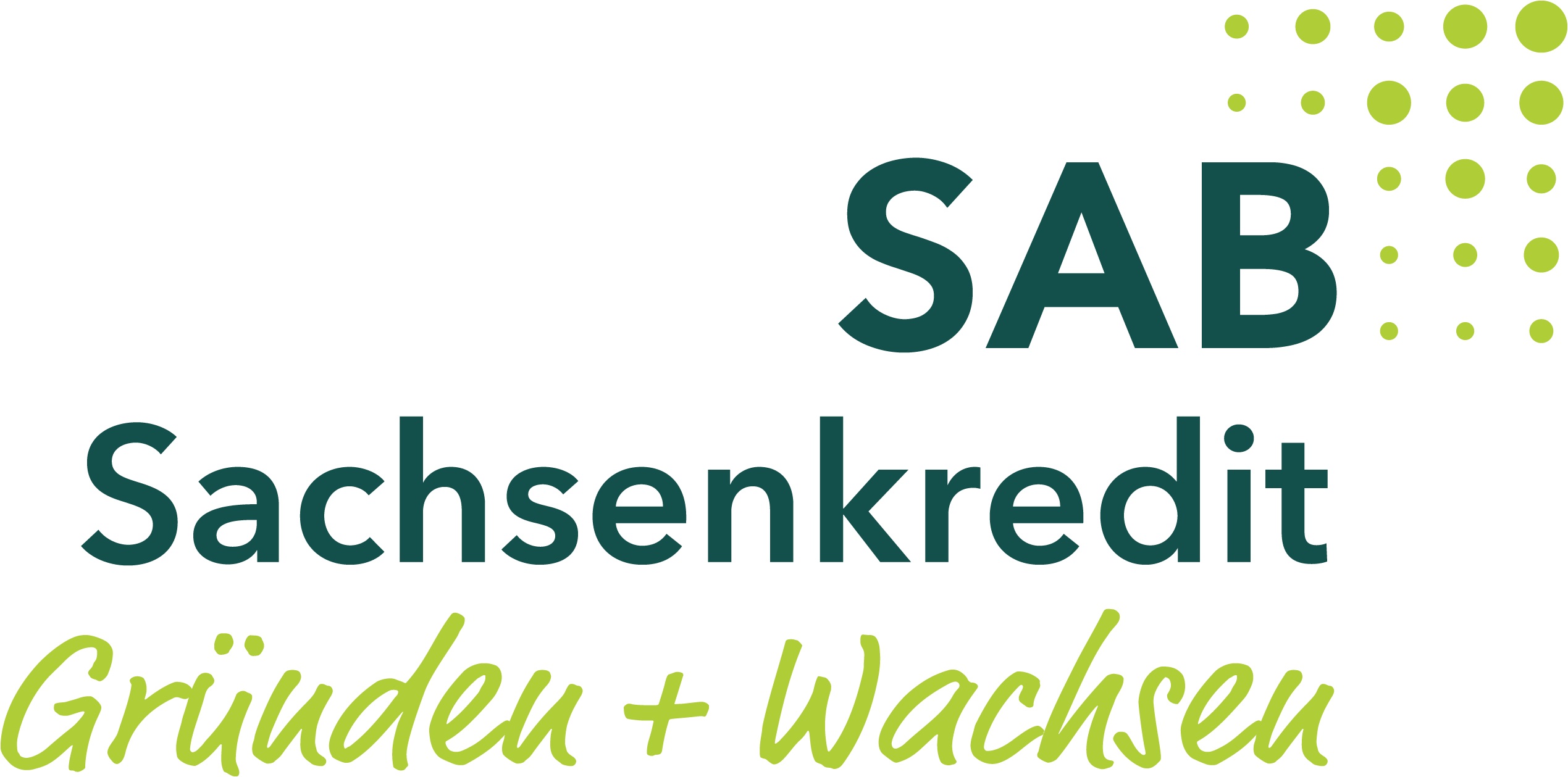 Logo des SAB Sachsenkredits mit dem Zusatz: Gründen + Wachsen