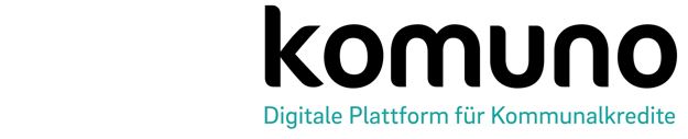 Logo von komuno mit dem Zusatz Digitale Plattform für Kommunalkredite