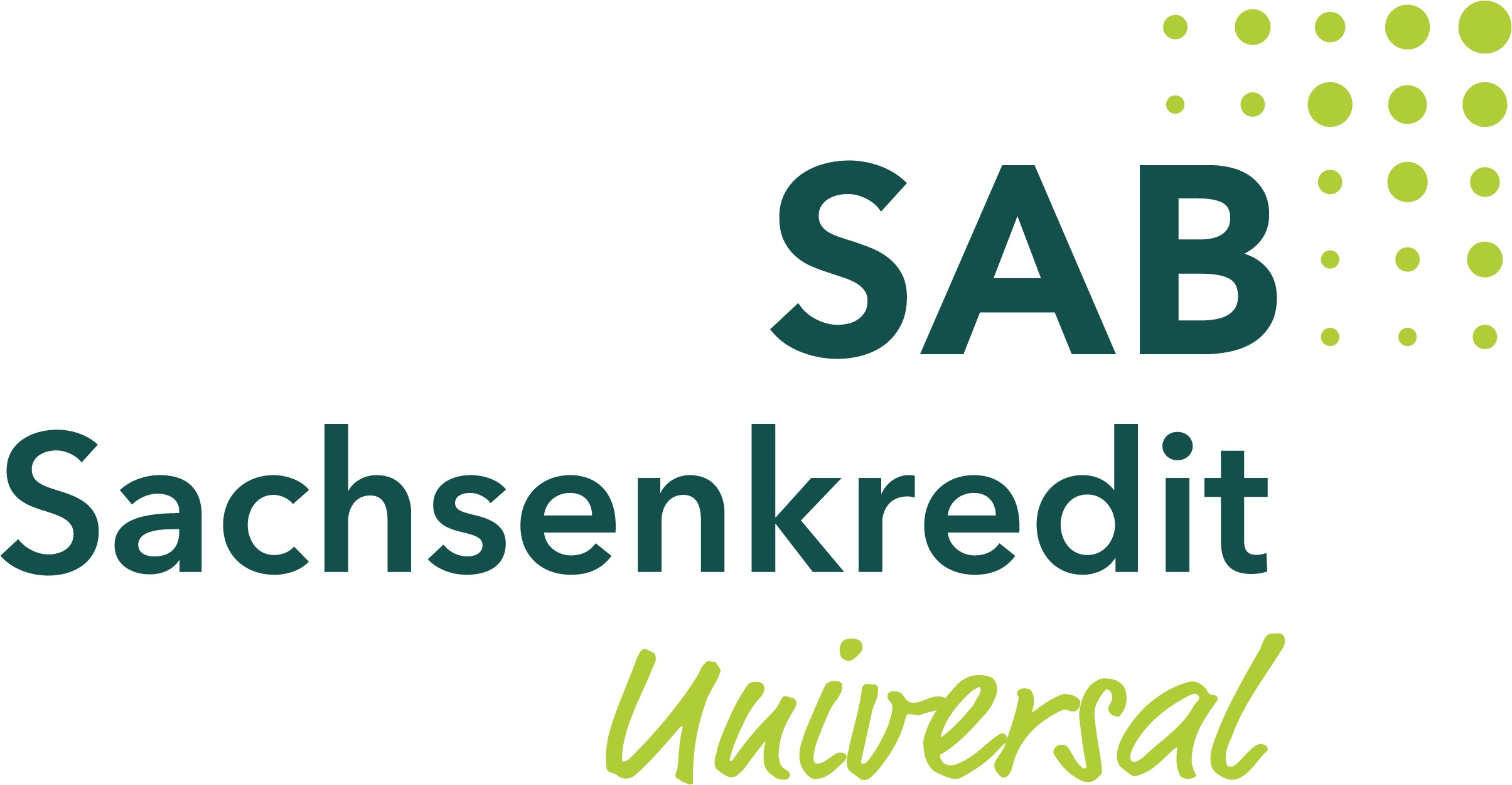 Logo des SAB Sachsenkredits mit dem Zusatz: Universal
